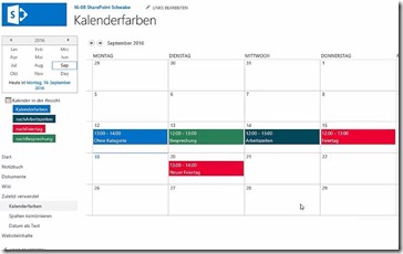 Farben für den SharePoint Kalender