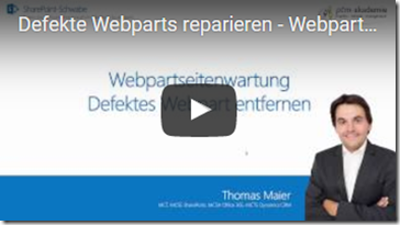 Webpartseitenwartung - Defektes Webpart entfernen.