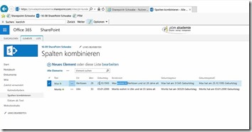 SharePoint Listen - verschiedene Spalten miteinander kombinieren