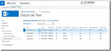 Tipp: Formel in ‘SharePoint-Listen’ - ein Datum als Wochentag anzeigen lassen
