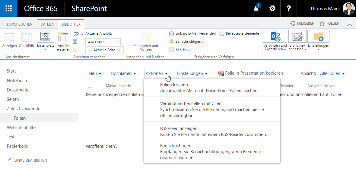 Folienbibliothek in SharePoint 2016