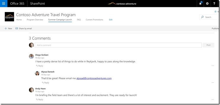 SharePoint-Virtual-Summit - Kommentare in Communication Sites