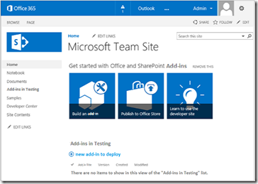 SharePoint Teamsite testen