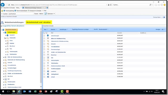 Inhalt und Struktur - der SharePoint Explorer